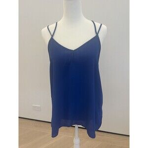 RO & DE V-Neck Spaghetti Strap Blue Casual Surplice Top Blouse Women's Size S/M